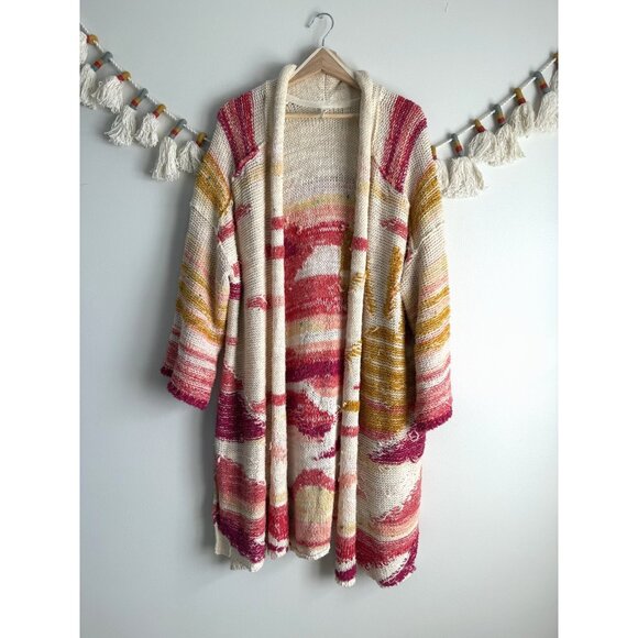 Anthropologie Daily Practice Bethany Sunrise Open Knit Chunky Cardigan Cozy M/L - Picture 1 of 11